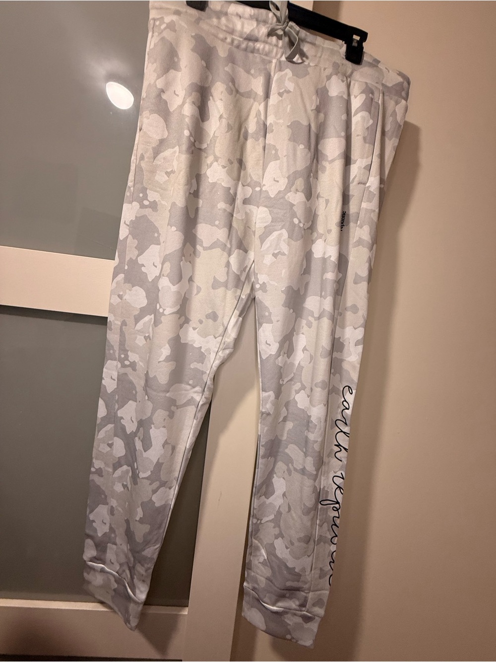 Light Gray Camo Joggers with Side Script